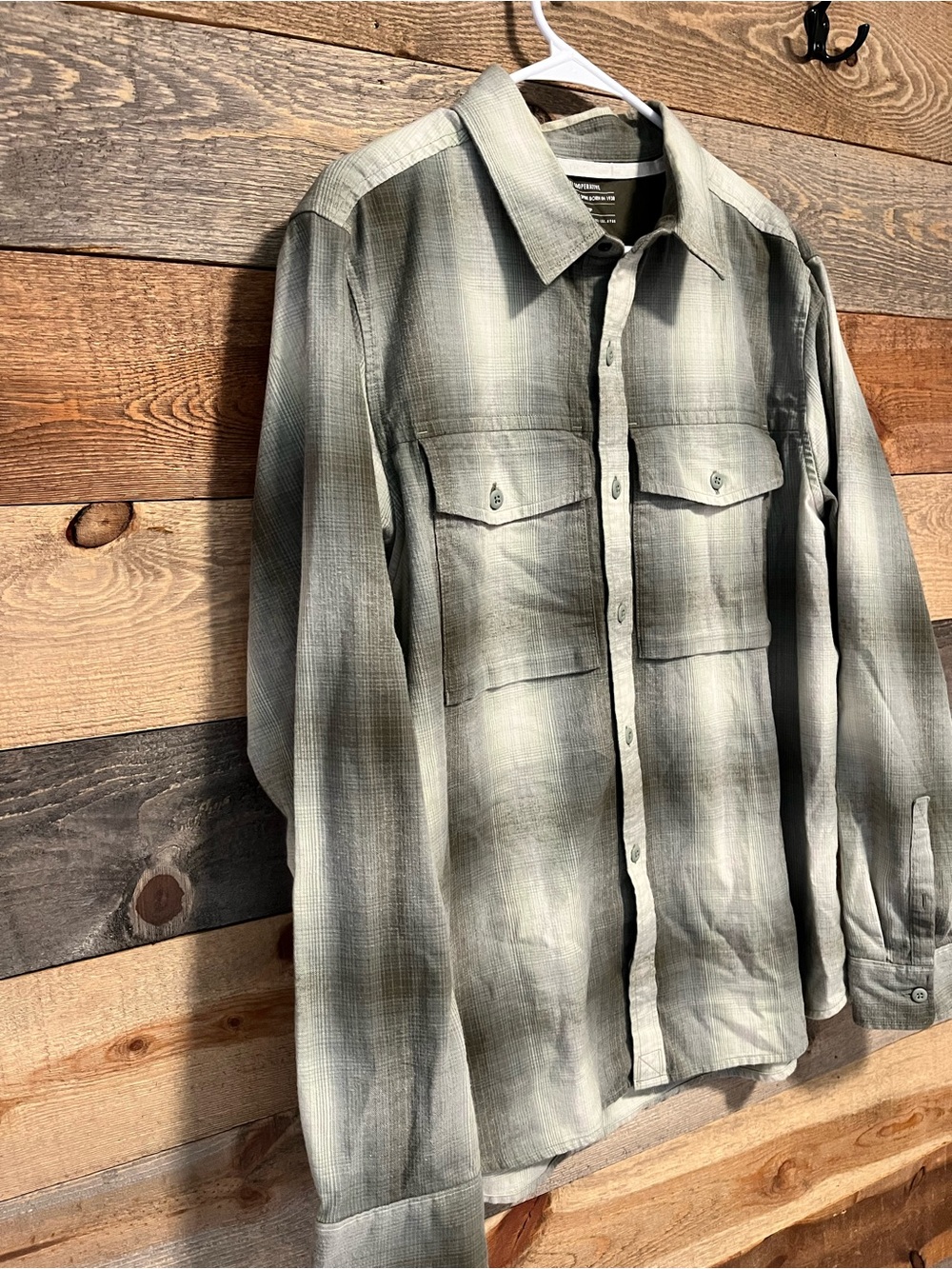 REI Cooperative Plaid Button-Front Shirt in Mint and Gray
